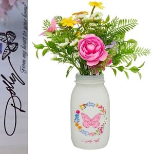Dolly Parton Spring Floral Arrangement In Mason Jar Decor